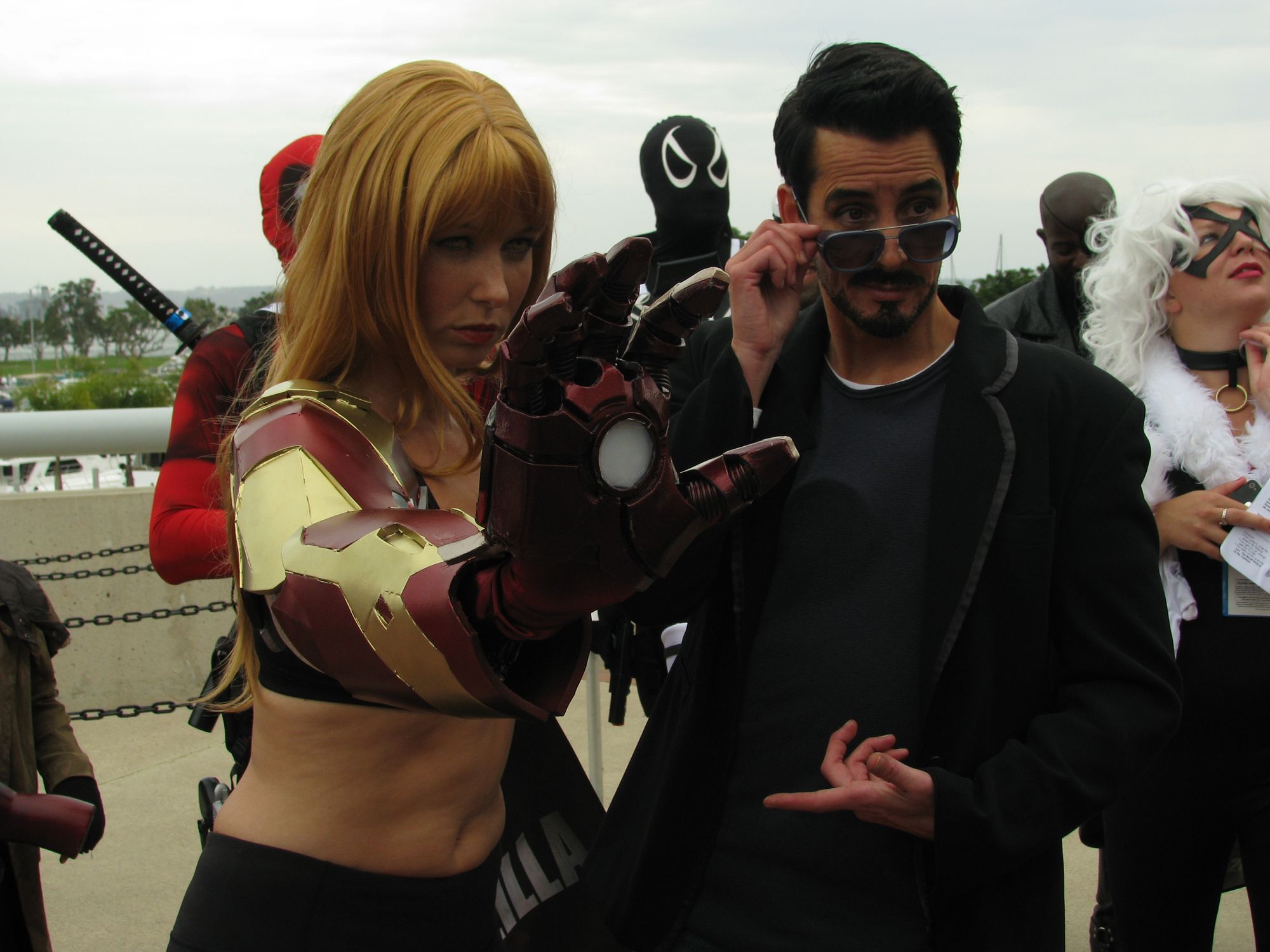 A cosplay of the Iron Man 3 version of Extremis Pepper Potts and Tony Stark