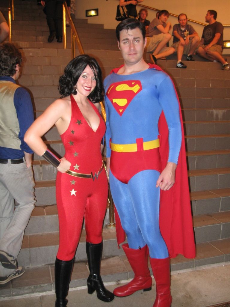 Superman and Wonder Woman cosplayer.