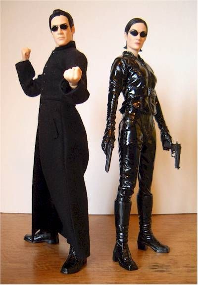 Plastic toy image of Neo and Trinity